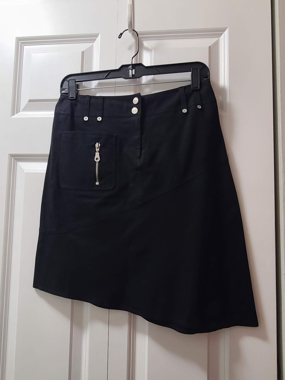 🖤 Cynthia Steffe Black A-Line Skirt Zip Pocket Made in USA Size 2